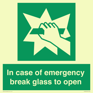 In case of emergency break glass to open
